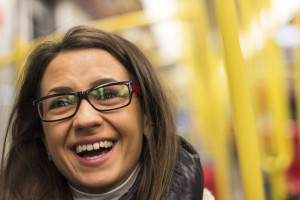 Young Woman Riding Subway